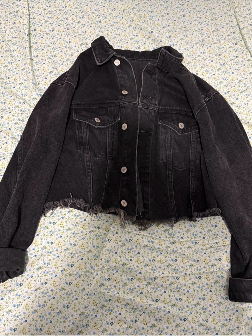 Brandy Melville Black Cropped Denim Jacket